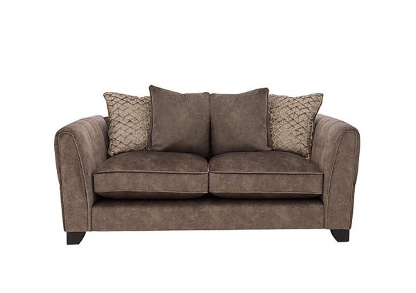 Ariana 2 Seater Fabric Pillow Back Sofa with Chrome Insert  Dapple Chocolate with Chrome Insert | Bed Sava