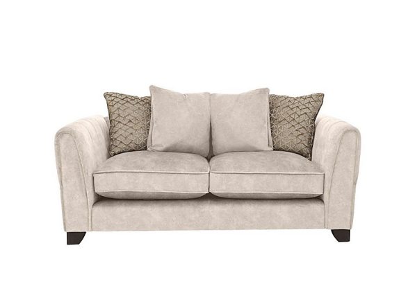 Ariana 2 Seater Fabric Pillow Back Sofa with Brass Insert  Dapple Cream with Brass Insert | Bed Sava