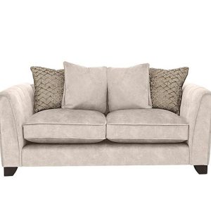Ariana 2 Seater Fabric Pillow Back Sofa with Chrome Insert  Dapple Cream with Chrome Insert | Bed Sava