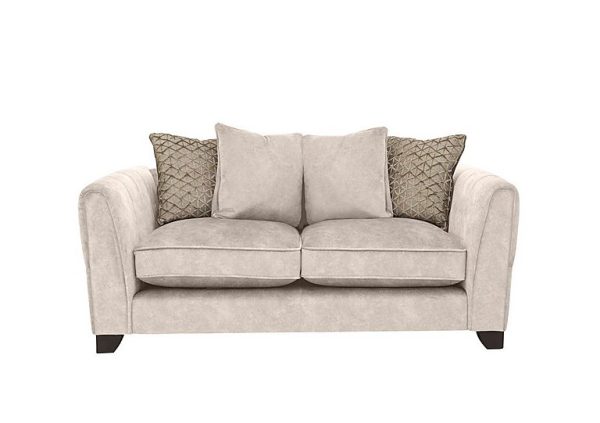 Ariana 2 Seater Fabric Pillow Back Sofa with Chrome Insert  Dapple Cream with Chrome Insert | Bed Sava