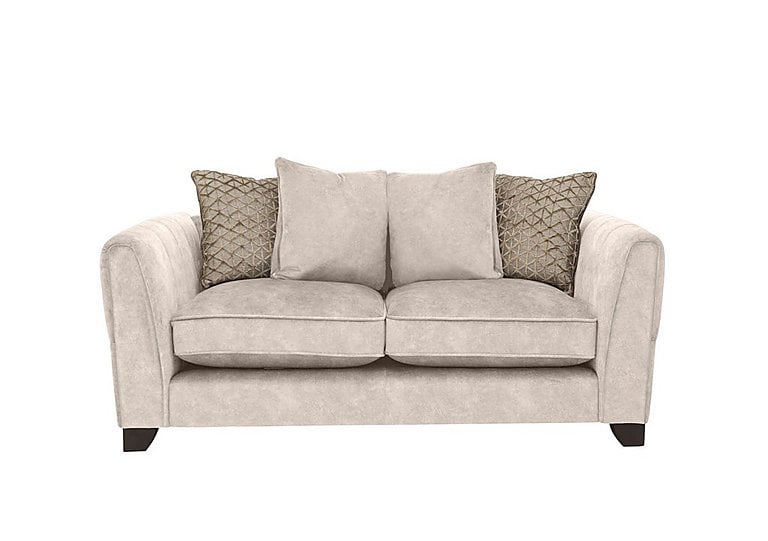 Ariana 2 Seater Fabric Pillow Back Sofa with Chrome Insert - Dapple Cream with Chrome Insert