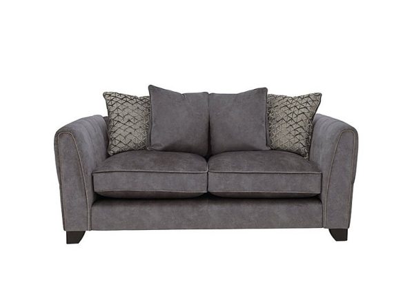 Ariana 2 Seater Fabric Pillow Back Sofa with Brass Insert  Dapple Moleskin with Brass Insert | Bed Sava