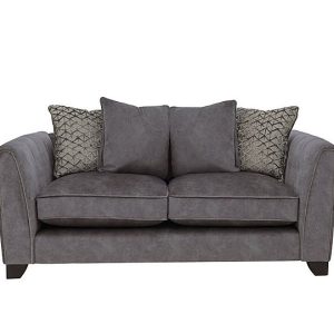 Ariana 2 Seater Fabric Pillow Back Sofa with Chrome Insert  Dapple Moleskin with Chrome Insert | Bed Sava