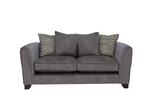 Ariana 2 Seater Fabric Pillow Back Sofa with Chrome Insert  Dapple Moleskin with Chrome Insert | Bed Sava