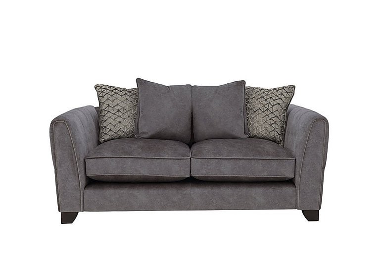Ariana 2 Seater Fabric Pillow Back Sofa with Chrome Insert - Dapple Moleskin with Chrome Insert