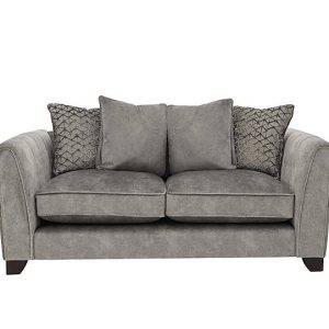 Ariana 2 Seater Fabric Pillow Back Sofa with Brass Insert  Dapple Silver with Brass Insert | Bed Sava