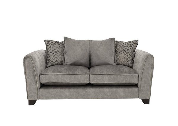 Ariana 2 Seater Fabric Pillow Back Sofa with Brass Insert  Dapple Silver with Brass Insert | Bed Sava