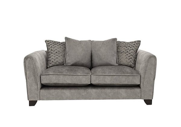 Ariana 2 Seater Fabric Pillow Back Sofa with Chrome Insert  Dapple Silver with Chrome Insert | Bed Sava