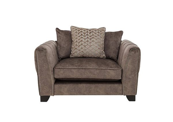 Ariana Pillow Back Fabric Snuggler Chair with Chrome Insert  Dapple Chocolate with Chrome Insert | Bed Sava