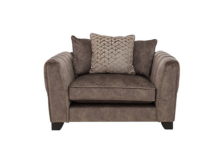Ariana Pillow Back Fabric Snuggler Chair  Dapple Chocolate | Bed Sava
