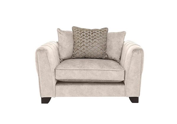 Ariana Pillow Back Fabric Snuggler Chair with Chrome Insert  Dapple Cream with Chrome Insert | Bed Sava