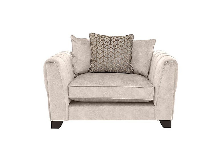Ariana Pillow Back Fabric Snuggler Chair with Chrome Insert - Dapple Cream with Chrome Insert