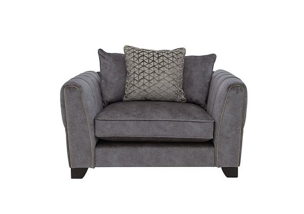 Ariana Pillow Back Fabric Snuggler Chair with Brass Insert  Dapple Moleskin with Brass Insert | Bed Sava
