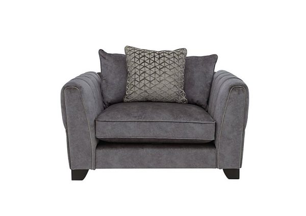 Ariana Pillow Back Fabric Snuggler Chair with Chrome Insert  Dapple Moleskin with Chrome Insert | Bed Sava
