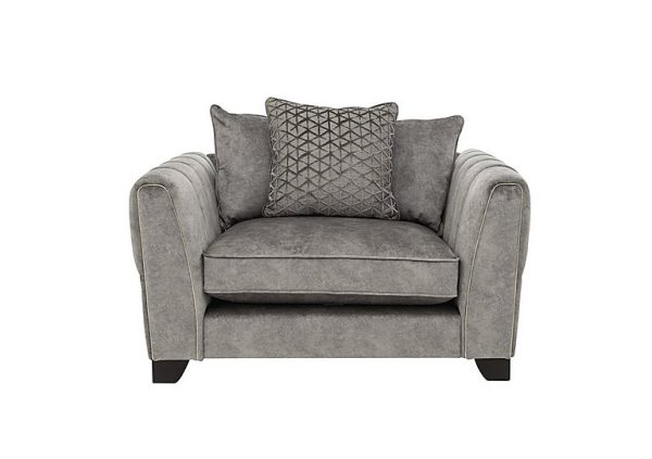 Ariana Pillow Back Fabric Snuggler Chair with Brass Insert  Dapple Silver with Brass Insert | Bed Sava