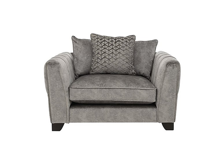 Ariana Pillow Back Fabric Snuggler Chair - Dapple Silver