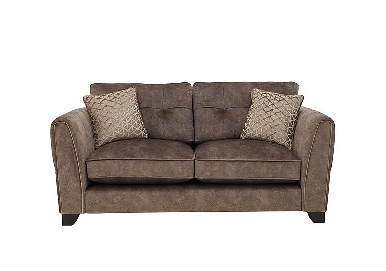 Ariana 2 Seater Fabric Classic Back Sofa with Brass Insert - Dapple Chocolate with Brass Insert