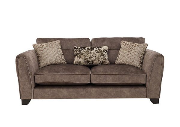 Ariana 3 Seater Fabric Classic Back Sofa with Chrome Insert  Dapple Chocolate with Chrome Insert | Bed Sava