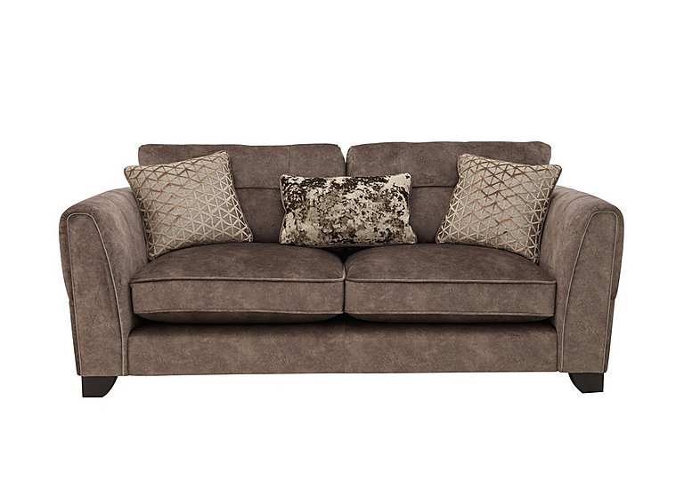 Ariana 3 Seater Fabric Classic Back Sofa with Chrome Insert - Dapple Chocolate with Chrome Insert