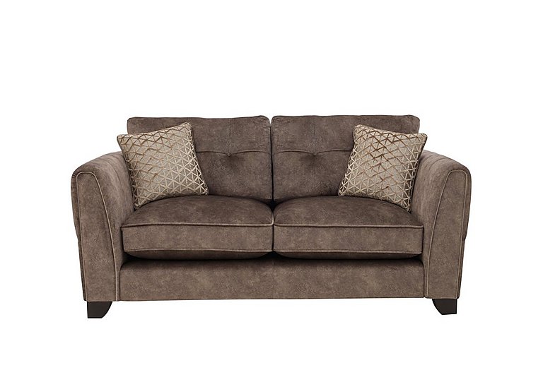 Ariana 2 Seater Fabric Classic Back Sofa with Chrome Insert - Dapple Chocolate with Chrome Insert
