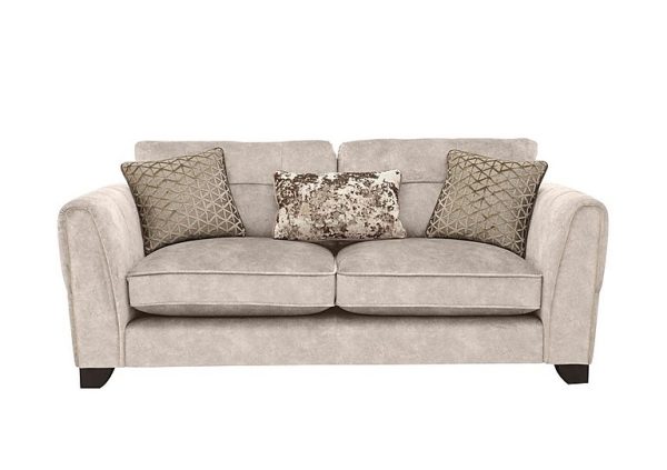 Ariana 3 Seater Fabric Classic Back Sofa with Brass Insert  Dapple Cream with Brass Insert | Bed Sava