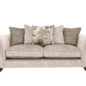 Ariana 3 Seater Fabric Pillow Back Sofa with Brass Insert  Dapple Cream with Brass Insert | Bed Sava