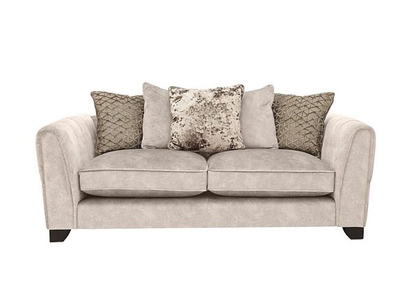 Ariana 3 Seater Fabric Pillow Back Sofa with Brass Insert  Dapple Cream with Brass Insert | Bed Sava
