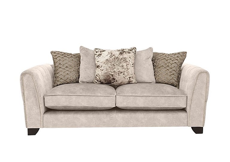 Ariana 3 Seater Fabric Pillow Back Sofa with Brass Insert - Dapple Cream with Brass Insert