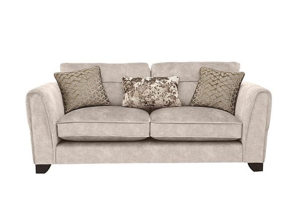 Ariana 3 Seater Fabric Classic Back Sofa with Chrome Insert  Dapple Cream with Chrome Insert | Bed Sava