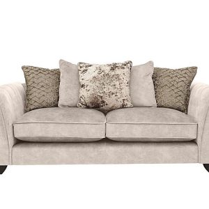 Ariana 3 Seater Fabric Pillow Back Sofa with Chrome Insert  Dapple Cream with Chrome Insert | Bed Sava