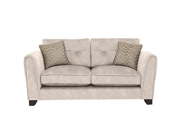 Ariana 2 Seater Fabric Classic Back Sofa with Chrome Insert  Dapple Cream with Chrome Insert | Bed Sava