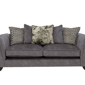 Ariana 3 Seater Fabric Pillow Back Sofa with Brass Insert  Dapple Moleskin with Brass Insert | Bed Sava