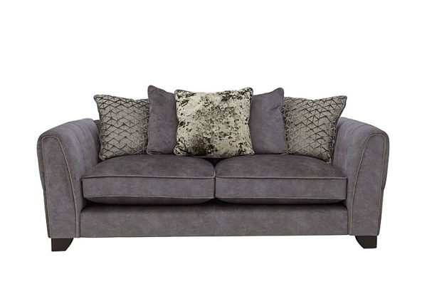Ariana 3 Seater Fabric Pillow Back Sofa with Brass Insert  Dapple Moleskin with Brass Insert | Bed Sava