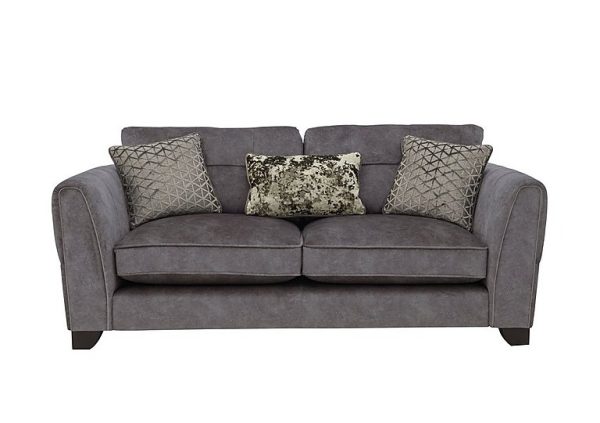 Ariana 3 Seater Fabric Classic Back Sofa with Chrome Insert  Dapple Moleskin with Chrome Insert | Bed Sava