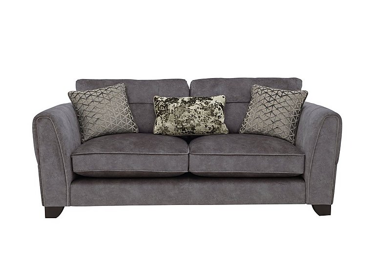 Ariana 3 Seater Fabric Classic Back Sofa with Chrome Insert - Dapple Moleskin with Chrome Insert