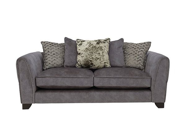 Ariana 3 Seater Fabric Pillow Back Sofa with Chrome Insert  Dapple Moleskin with Chrome Insert | Bed Sava