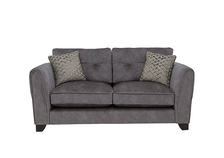 Ariana 2 Seater Fabric Classic Back Sofa with Chrome Insert - Dapple Moleskin with Chrome Insert