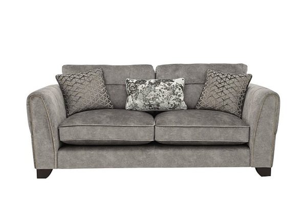 Ariana 3 Seater Fabric Classic Back Sofa with Brass Insert  Dapple Silver with Brass Insert | Bed Sava