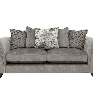 Ariana 3 Seater Fabric Pillow Back Sofa with Brass Insert  Dapple Silver with Brass Insert | Bed Sava