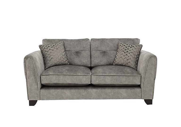 Ariana 2 Seater Fabric Classic Back Sofa with Brass Insert - Dapple Silver with Brass Insert