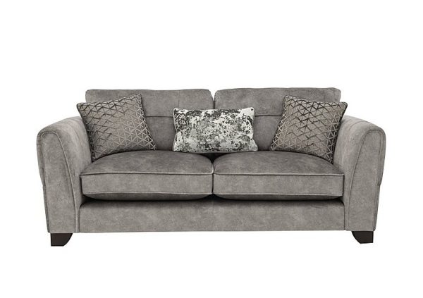 Ariana 3 Seater Fabric Classic Back Sofa with Chrome Insert  Dapple Silver with Chrome Insert | Bed Sava