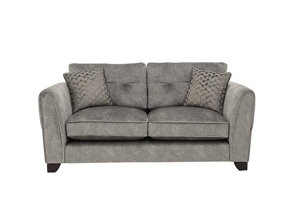 Ariana 2 Seater Fabric Classic Back Sofa with Chrome Insert  Dapple Silver with Chrome Insert | Bed Sava