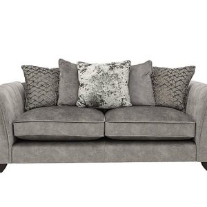 Ariana 3 Seater Fabric Pillow Back Sofa  Dapple Silver | Bed Sava