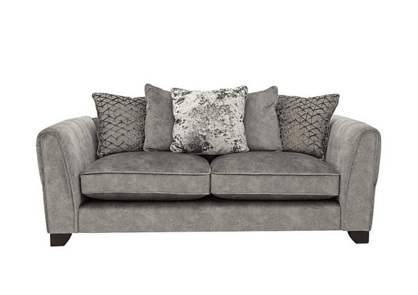 Ariana 3 Seater Fabric Pillow Back Sofa  Dapple Silver | Bed Sava