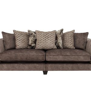 Ariana 4 Seater Fabric Pillow Back Split Frame Sofa with Brass Insert  Dapple Chocolate with Brass Insert | Bed Sava