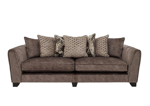 Ariana 4 Seater Fabric Pillow Back Split Frame Sofa with Chrome Insert  Dapple Chocolate with Chrome Insert | Bed Sava