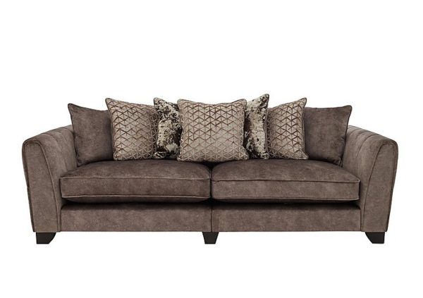 Ariana 4 Seater Fabric Pillow Back Split Frame Sofa  Dapple Chocolate | Bed Sava