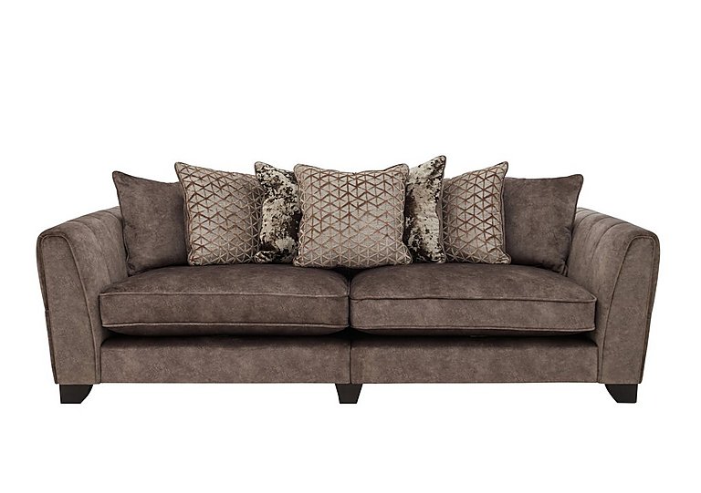 Ariana 4 Seater Fabric Pillow Back Split Frame Sofa - Dapple Chocolate