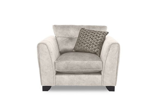 Ariana Fabric Classic Back Armchair with Chrome Insert  Dapple Cream with Chrome Insert | Bed Sava