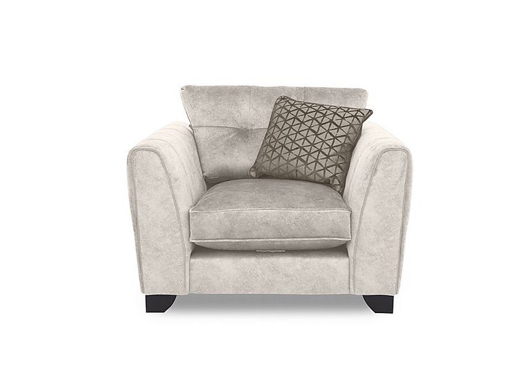 Ariana Fabric Classic Back Armchair with Chrome Insert - Dapple Cream with Chrome Insert